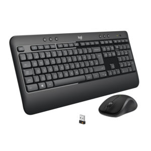 LOGITECH MK540 ADVANCED WIRELESS MOUSE & KEYBOARD COMBO - BLACK. ERGONOMIC KEYBOARD WITH PALM REST, AMBIDEXTROUS MOUSE, UNIFYING RECEIVER.