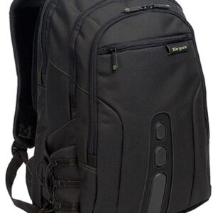 TARGUS 15.6IN ECOSPRUCE BACKPACK CONVENIENT QUICK ACCESS POCKET INCLUDES KEY CLIP, PEN LOOPS, BUSINESS CARD HOLDER, ACCESSORY COMPARTMENTS, WATER BOTTLE HOLDER AND MP3 PLAYER POCKET