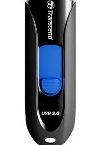 TRANSCEND 32GB JF790 USB3.1 GEN 1 CAPLESS FLASH DRIVE - BLACK AND BLUE
