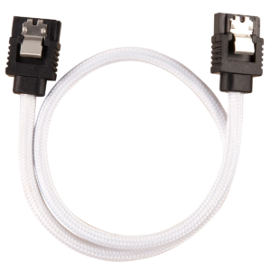 Corsair Premium Sleeved SATA Data Cable Set with Straight Connectors; White; 30cm