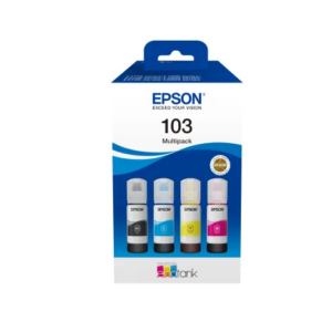 Epson 103 Ecotank 4-colour Multipack. Black 4500 pages; Colour 7500 pages  @ 5% coverage each.