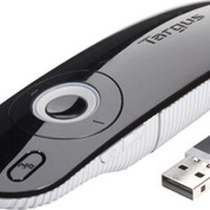 TARGUS WIRELESS PRESENTER WITH LASER POINTER, LEAR & INTUITIVE LAYOUT, 2.4 GHZ WIRELESS TECHNOLOGY OPERATES UP TO 15 METRES AWAY, USB PORT REQUIRED; TRUE PLUG-AND-PLAY DEVICE, NO DRIVERS REQUIRED; PC/MAC AND NETBOOK COMPATIBLE