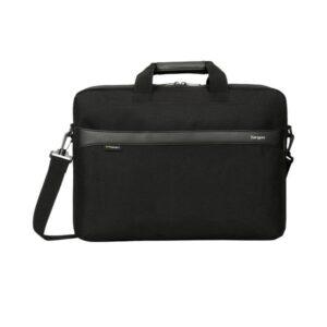 TARGUS 15.6" GEOLITE ECOSMART ESSENTIAL LAPTOP CASE ZIPPERED, PADDED LAPTOP COMPARTMENT WITH DOCUMENT DIVIDER, REMOVABLE, ADJUSTABLE SHOULDER STRAP, SOFT-TOUCH, COMFORT CARRY HANDLES