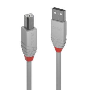 LINDY 0.5M USB AM TO B CABLE ANTHRA GREY (36681)