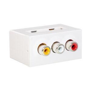 SURFACE MOUNT BOX RJ45 TO 3RCA (FA-2415-3RCA-AV)