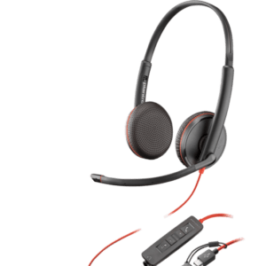 POLY BLACKWIRE 3225 STEREO USB-C HEADSET +3.5MM PLUG +USB-C/A ADAPTER