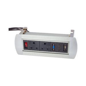 POPUP DESK (2XPWR, 1XUSB,1XVGA,1XHDMI,W SW)SILVER