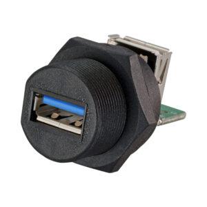 LINKQNET IP66-IP68 WATERPROOF USB3.2 TYPE-A FEMALE TO FEMALE SCREW TYPE PANEL-MOUNTING CONNECTOR